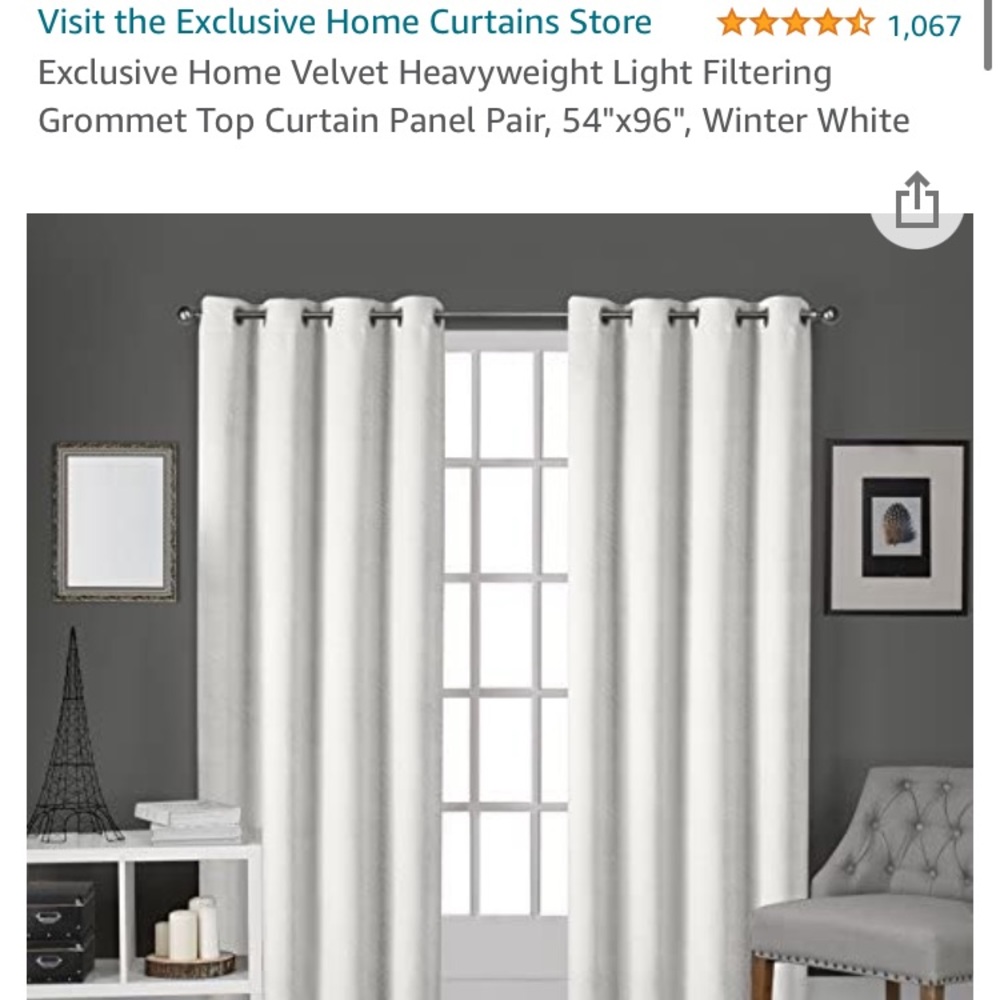 White velvet Curtains 54” x 96”